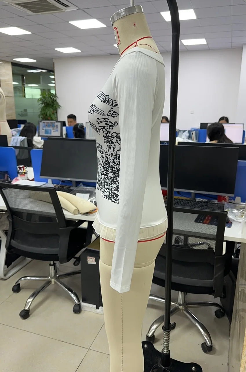 Ropa Urbana Mujer Grunge Punk Años 2000 Estampado Camisetas Blancas Manga Larga Ajustadas Bajo Con Volantes Tops Gráficos Lindos de Hadas