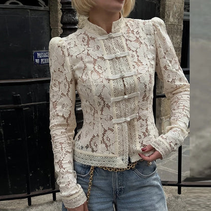 Lace Hook Flower Shirt