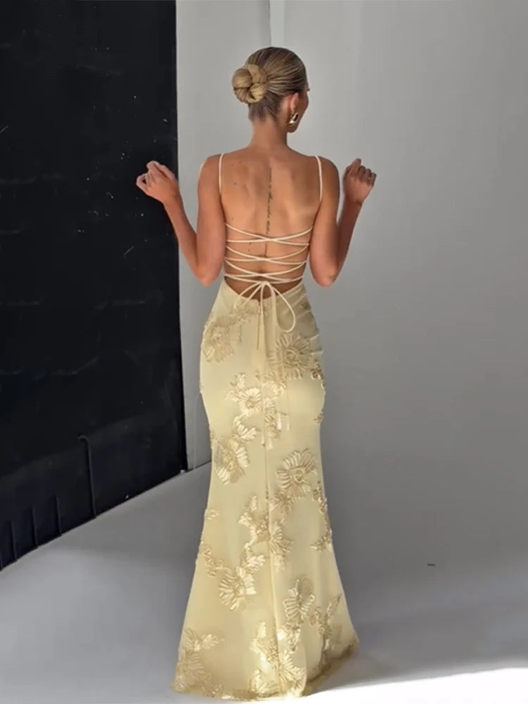 Print Backless Bandage Dress