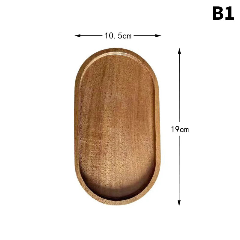 Solid Wood Round Dessert Plate