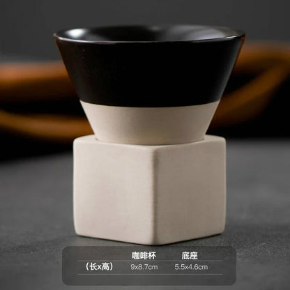Retro Japanese Triangular Cone Shape Pottery Tea Coffee Cup