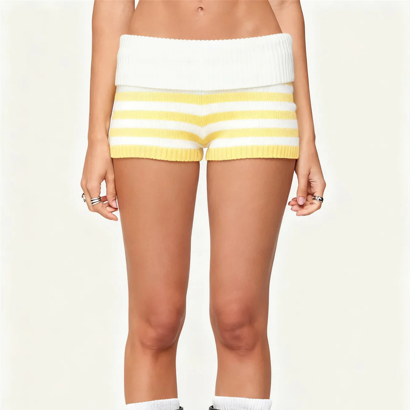 Striped Knit Micro Shorts
