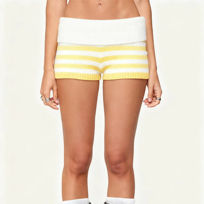 Striped Knit Micro Shorts