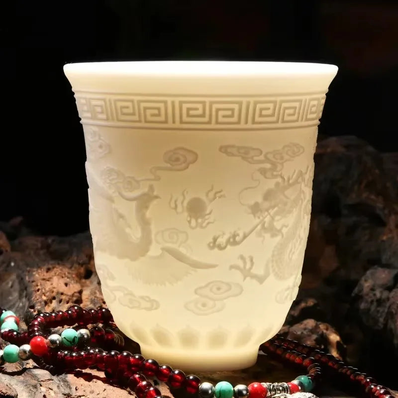 Yangzhi Jade Porcelain Heart Sutra Cup