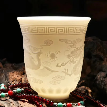 Yangzhi Jade Porcelain Heart Sutra Cup