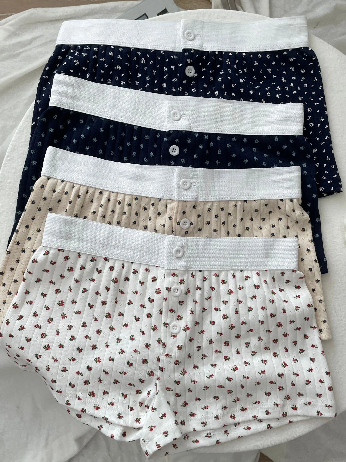 Floral Eyelet Cotton Boy Shorts