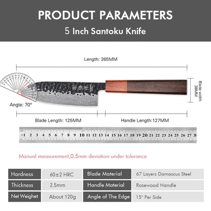 5" Japanese Classic Hand Forged Santoku Knife