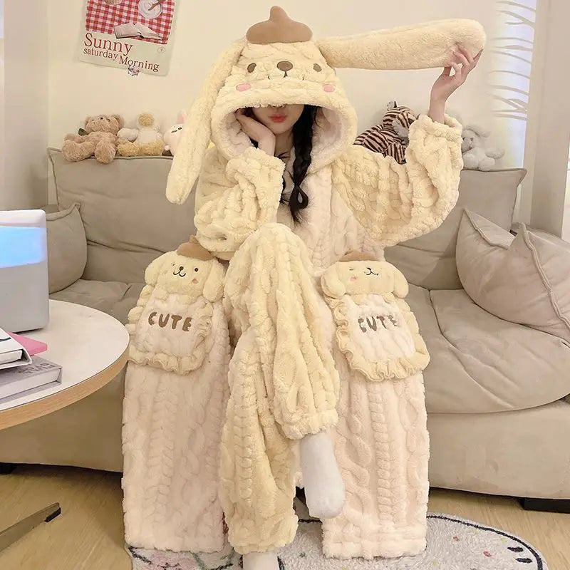 Conjunto de bata y pijama de felpa de anime