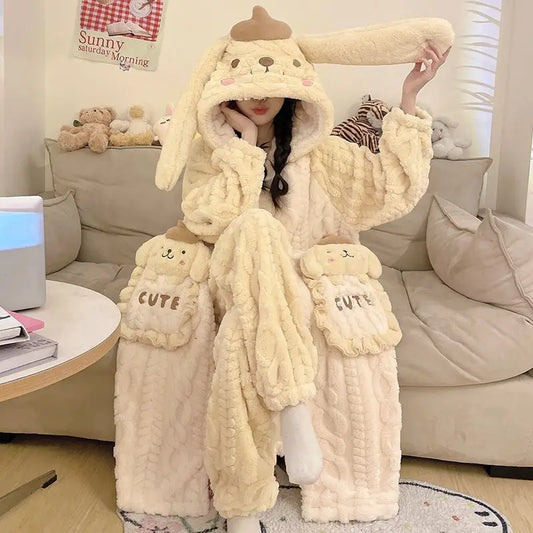 Conjunto de bata y pijama de felpa de anime