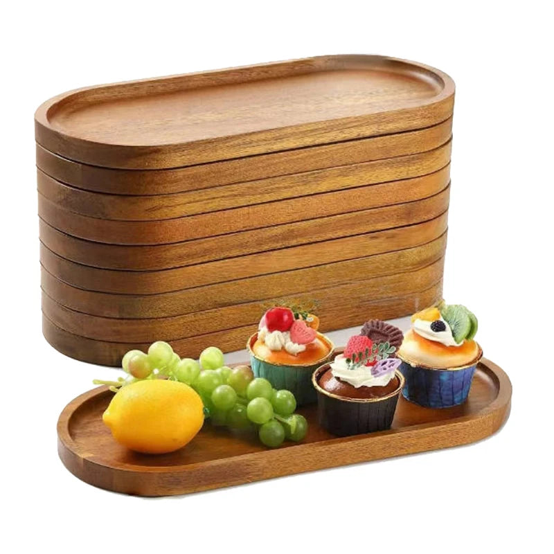 Solid Wood Round Dessert Plate