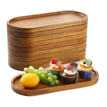 Solid Wood Round Dessert Plate