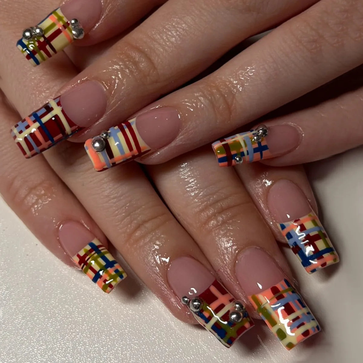 24 unidades de uñas postizas Y2K con estrellas dulces