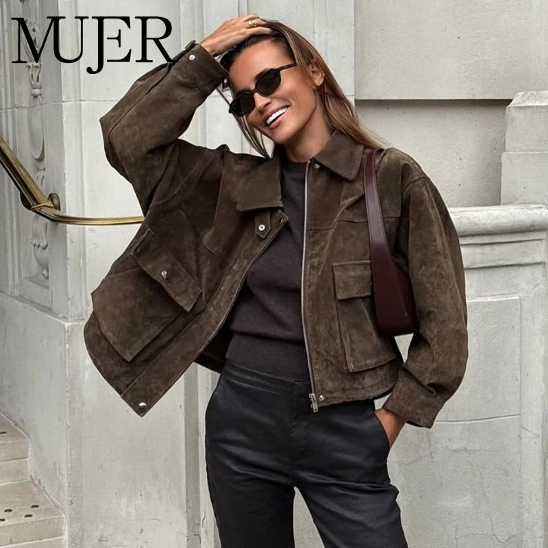 MUJER Chaquetas bomber de piel sintética para mujer, chaquetas de béisbol oversized para mujer, abrigos con cremallera, chaqueta de entretiempo para mujer, ropa de abrigo