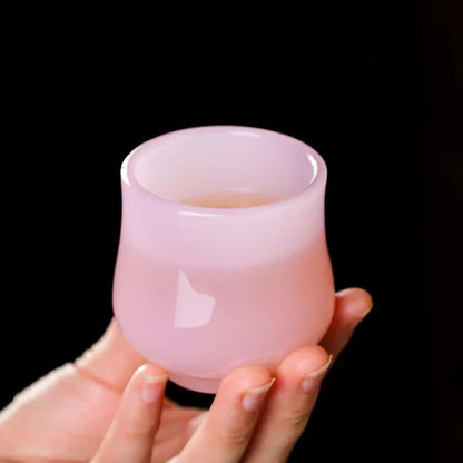Hibiscus Jade Porcelain Gourd Teacup