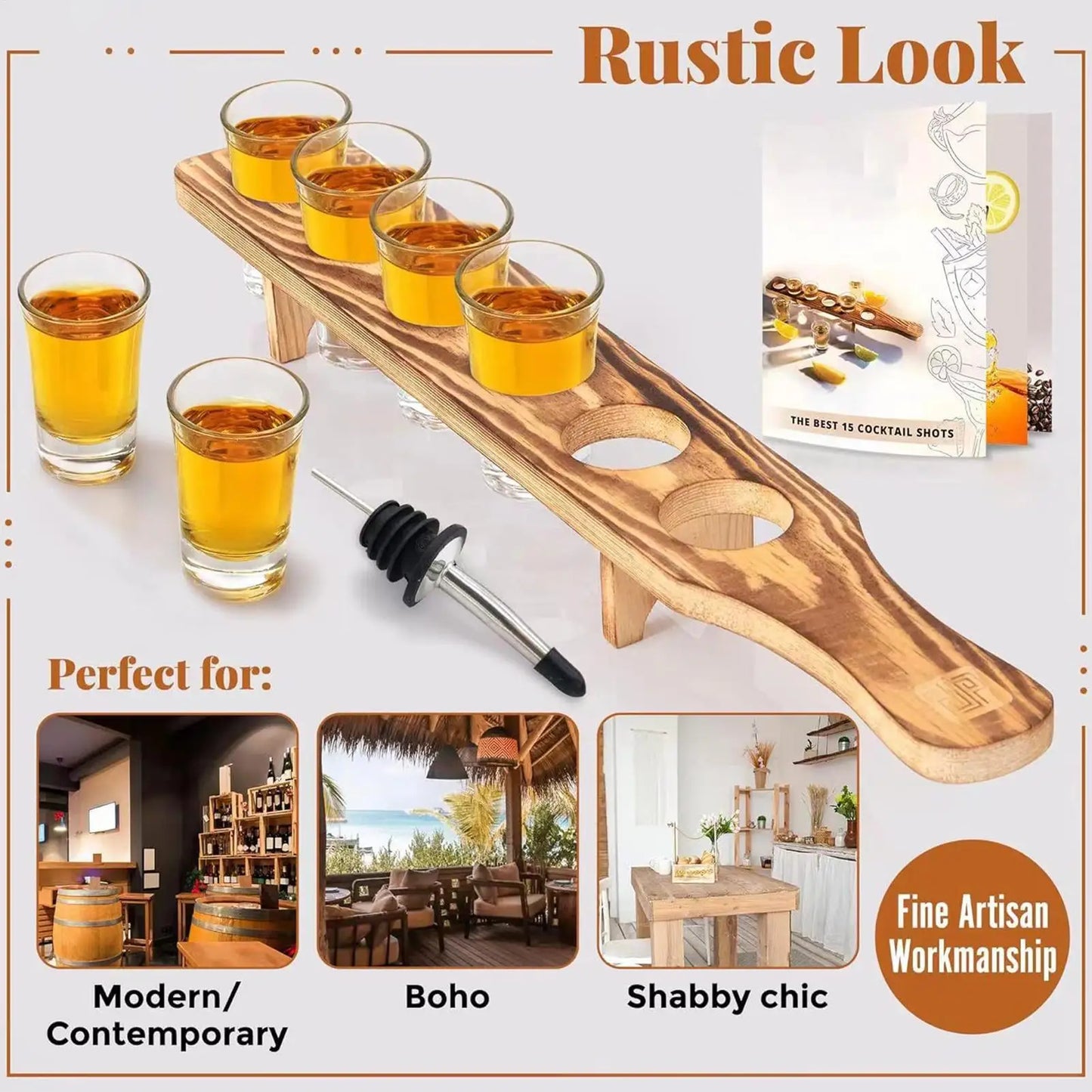 Wooden Shot Glass Serving Tray