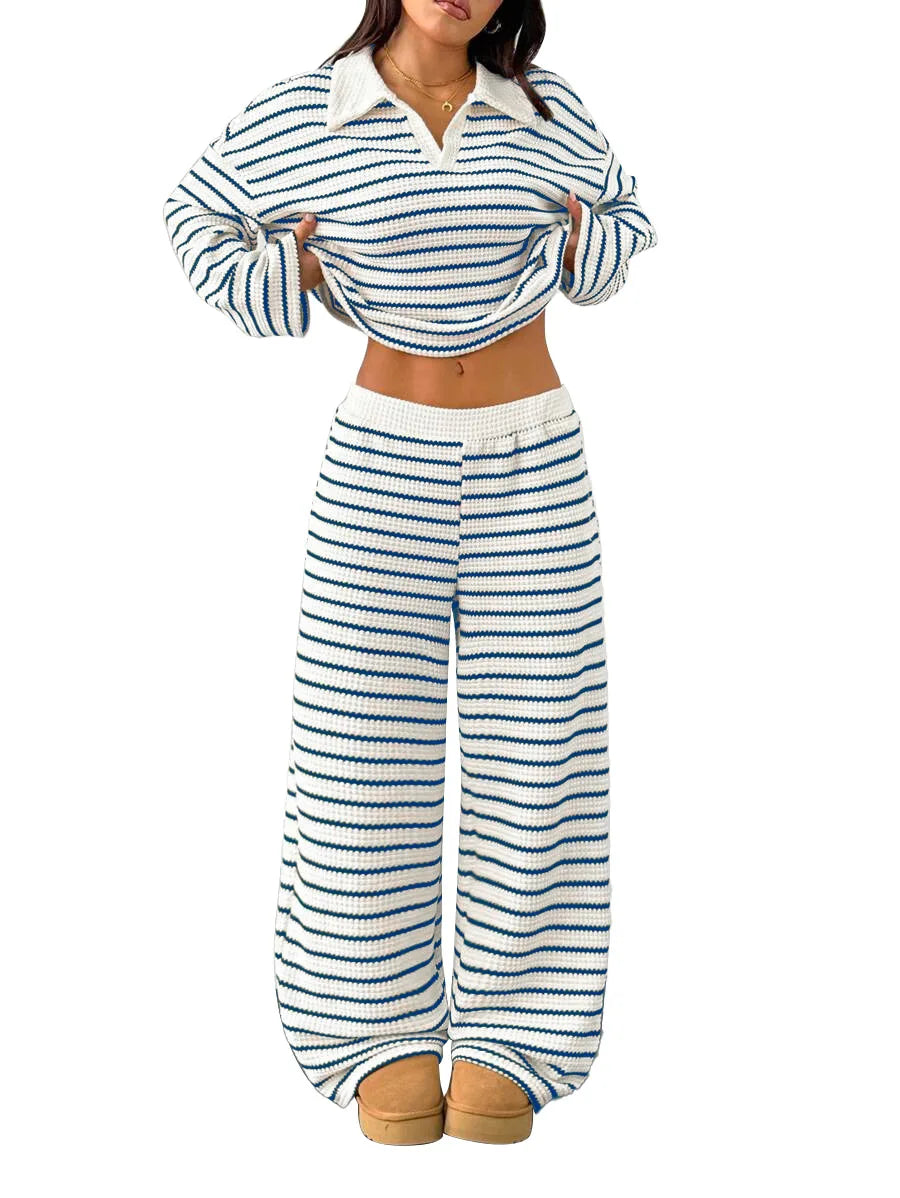 Conjunto de pantalón holgado a rayas