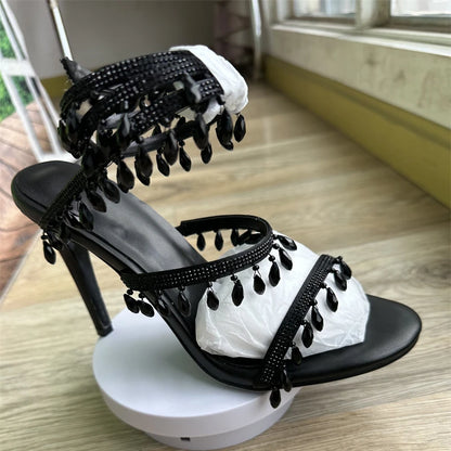 Crystal Pendant Twine Sandals