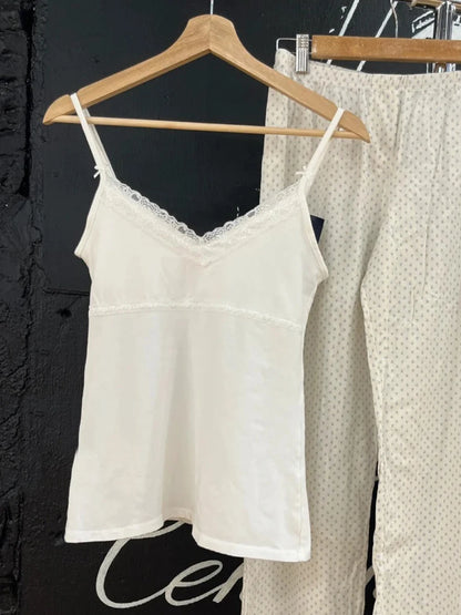 Sweet Lace Patchwork Slim Tank Top