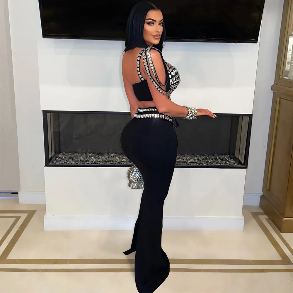 Rhinestones Maxi Dress