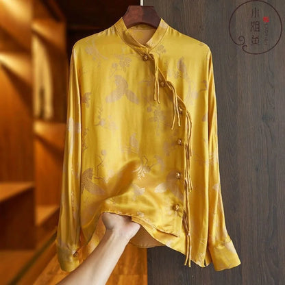 Primavera Vintage Blusa Mujer Ropa Mujer Tops Camisa Casual Moda Ropa Manga Larga Streetwear Otoño Elegante Estilo Étnico