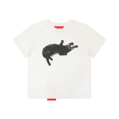 [REコンテナ]Camiseta coreana de moda Y2k Crop Top con lindos estampados de gatos, camiseta Kawaii de manga corta para mujer, camisetas ajustadas