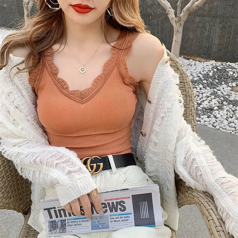 Sleeveless Lace Tank Top