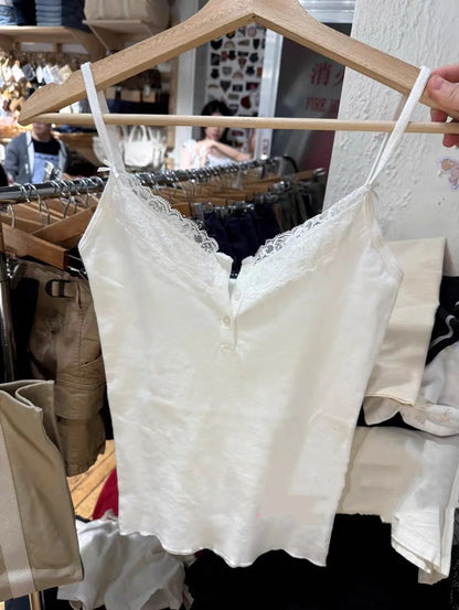 Sweet Lace Patchwork Slim Tank Top