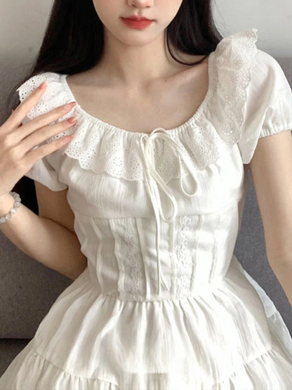 Lace Up A Line Mini Dress