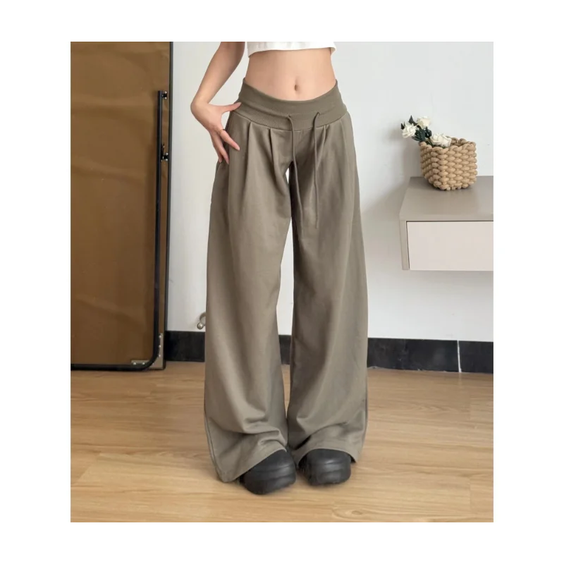 Low-waist Straight Loose Wide-leg Trousers