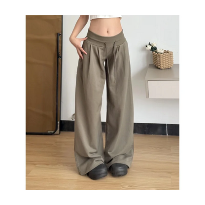 Low-waist Straight Loose Wide-leg Trousers