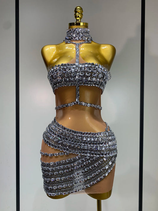 Sparkly Diamonds Stretch Short Dress