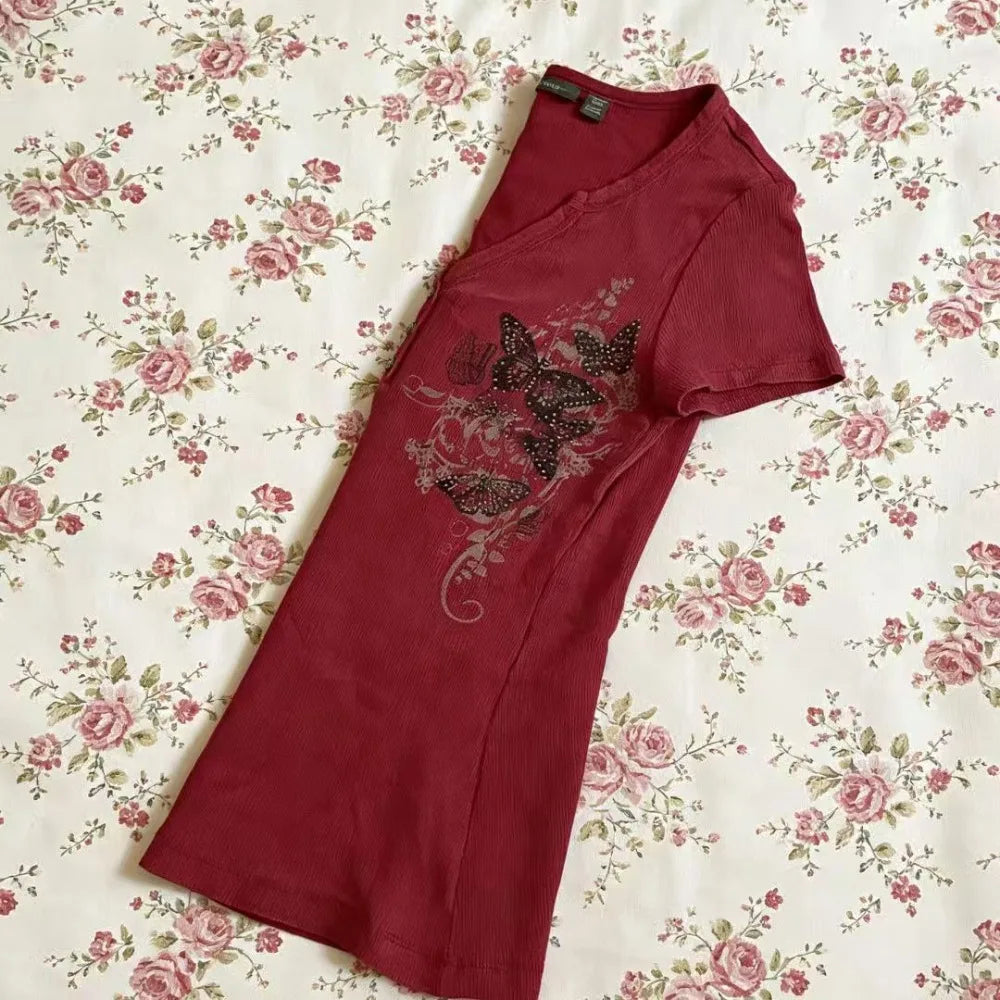 Camiseta estampada de mariposas
