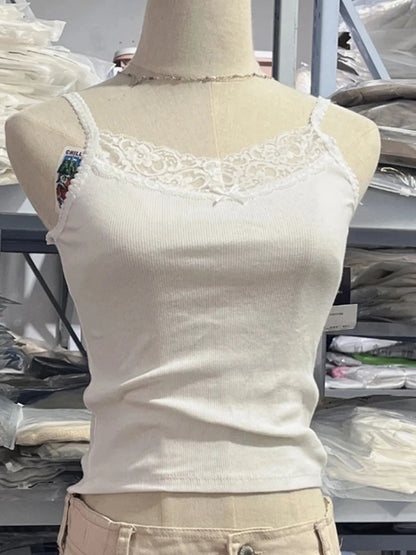 Sweet Lace Patchwork Slim Tank Top