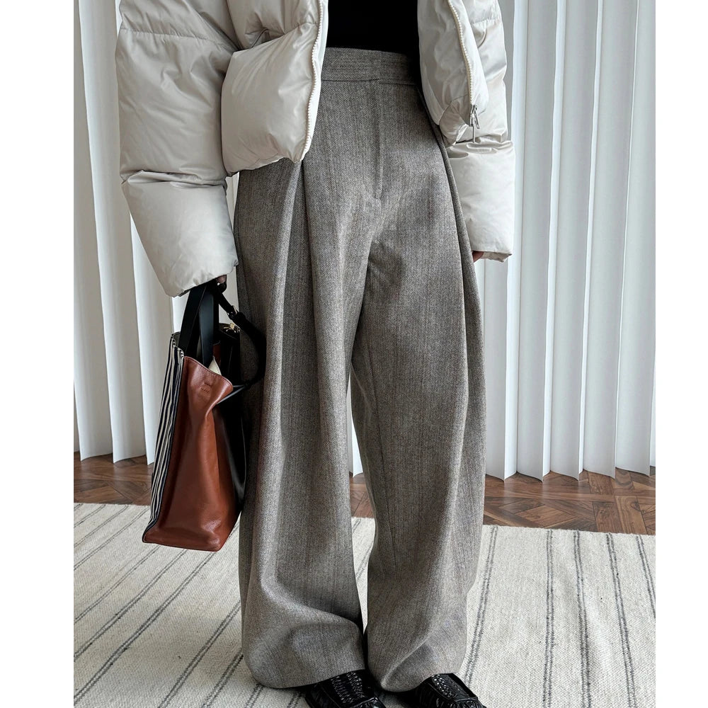 Wide Leg High Waist Striped Straight Pants