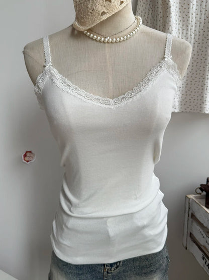 Sweet Lace Patchwork Slim Tank Top