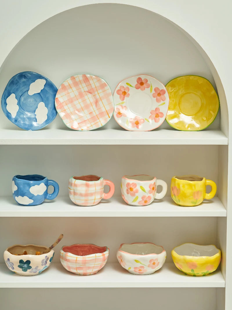 Irregular Hand-painted Flowers Mug