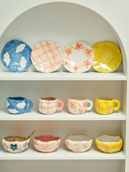 Irregular Hand-painted Flowers Mug