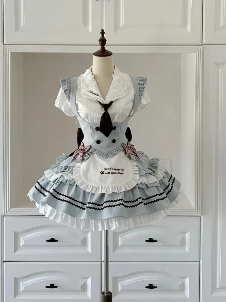 Conjunto de Corsé de Encaje y Falda Abullonada