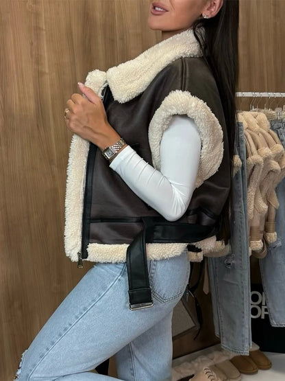 Leather Sherpa Vest