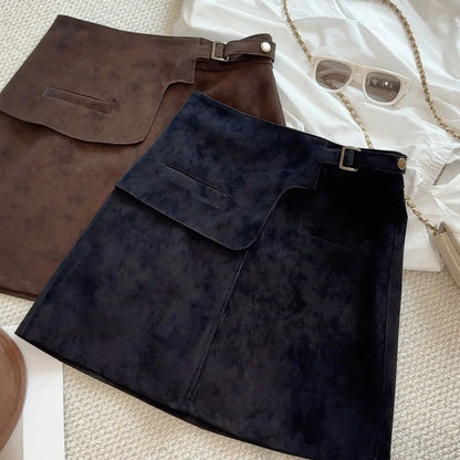 Solid A-line Mini Skirt