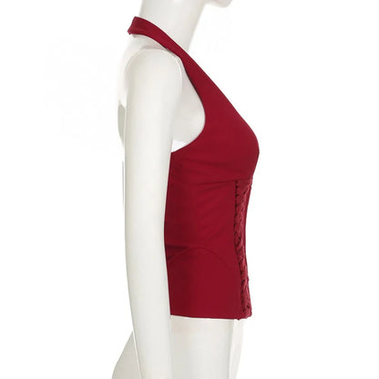Deep V Neck Sleeveless Crop Top