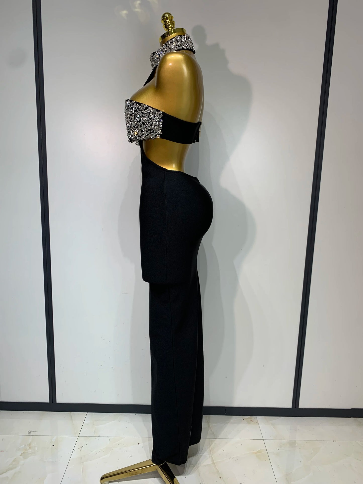 Backless Sparkly Crystal Diamonds Bodycon Bandage Dress