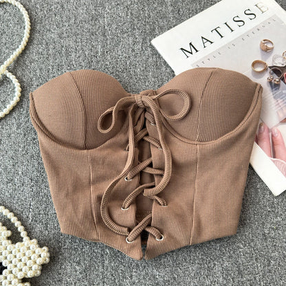 Ribbon Lace-Up Corset Top