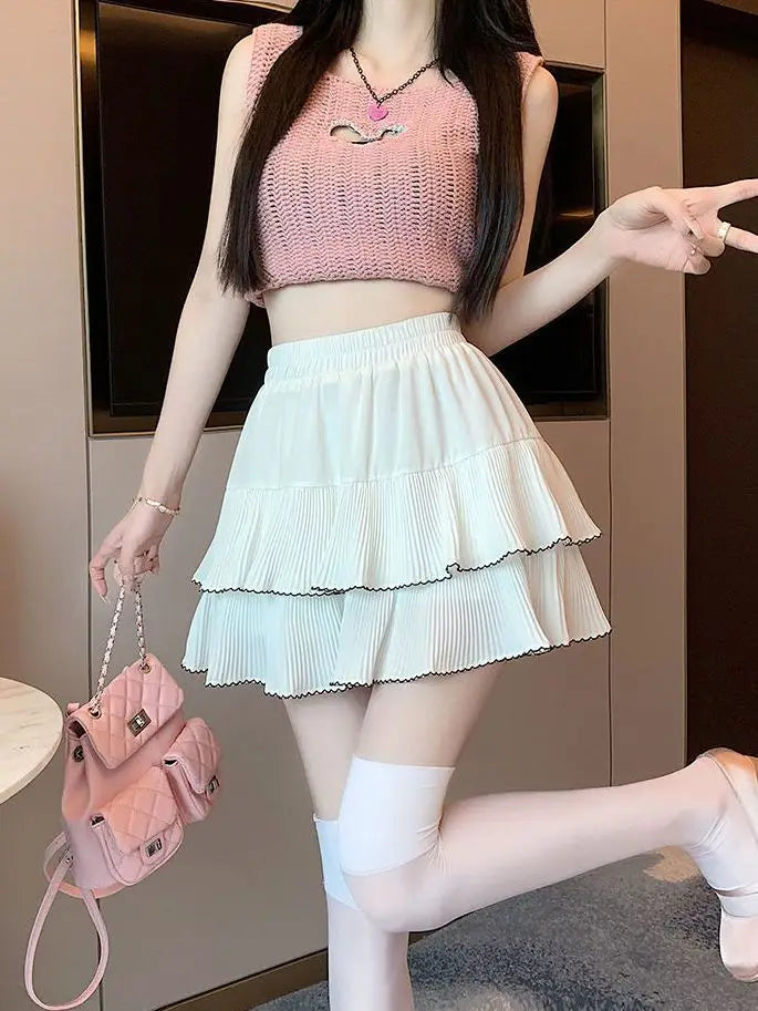 Falda de talle alto con vuelo y línea A