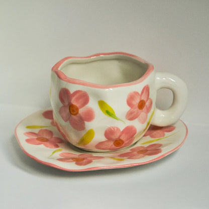 Irregular Hand-painted Flowers Mug