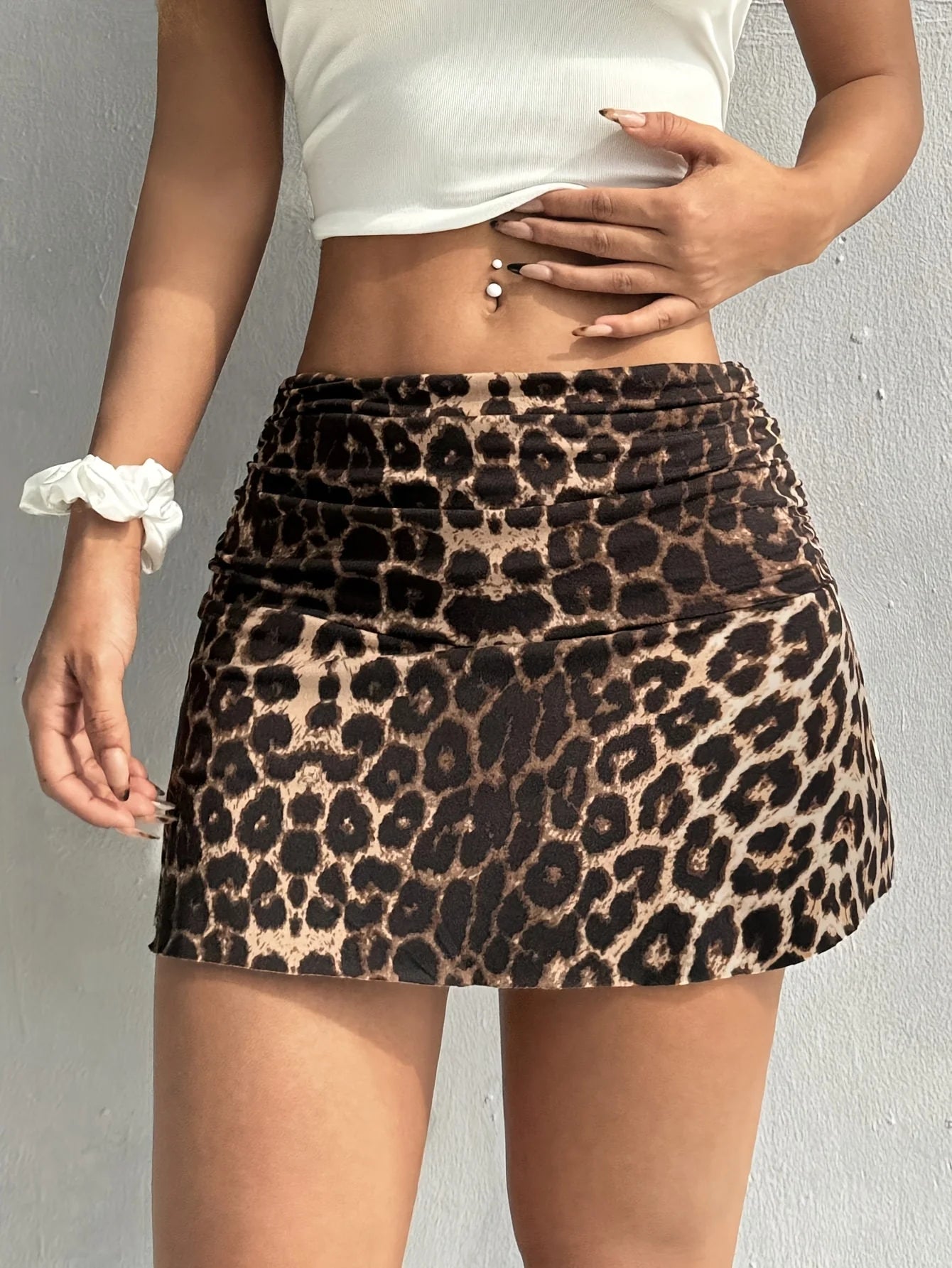 Falda con estampado de leopardo