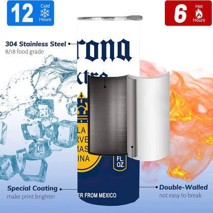 Beer Can Stainless Steel Skinny Tumbler