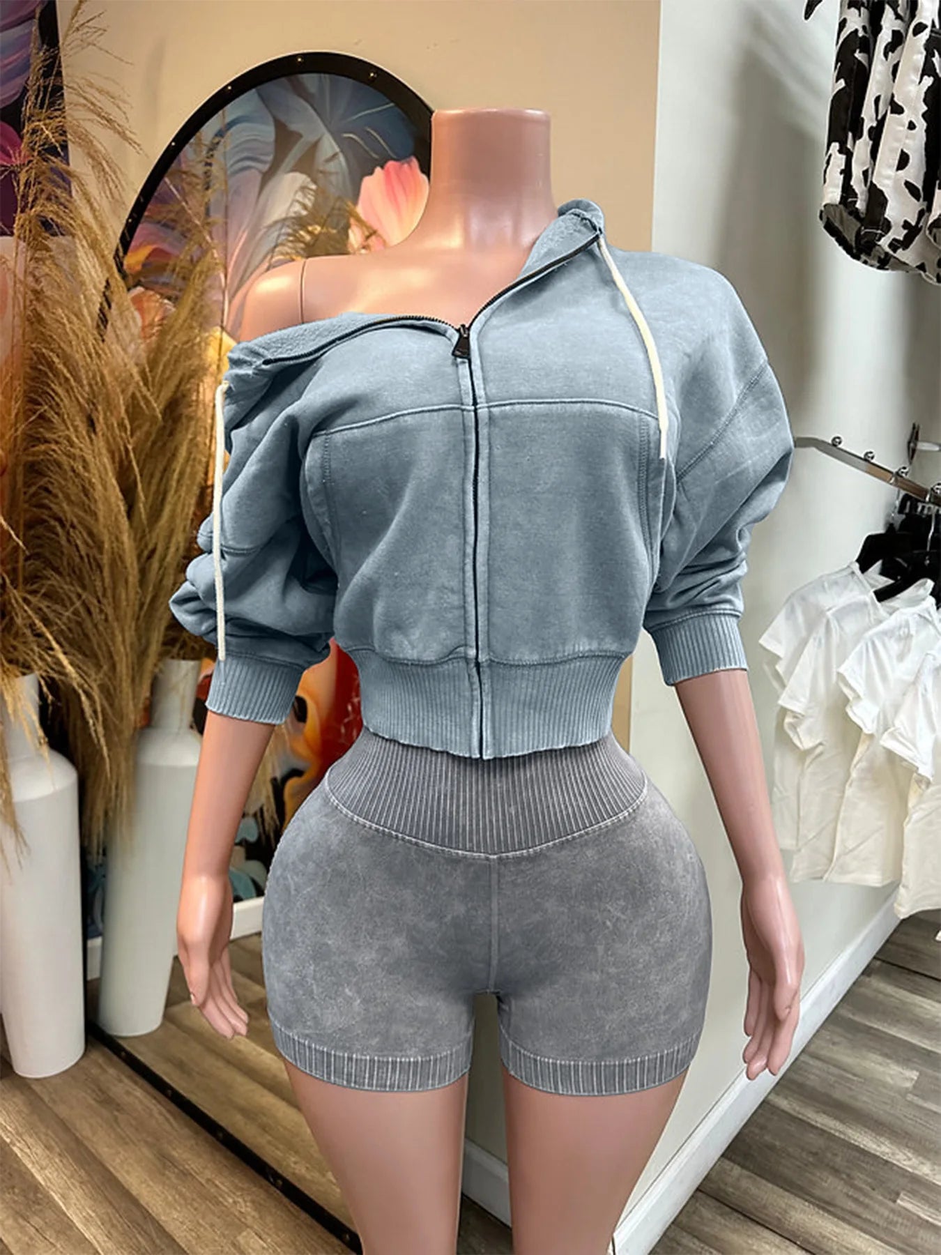 Conjunto de pantalones cortos deportivos con capucha gruesa