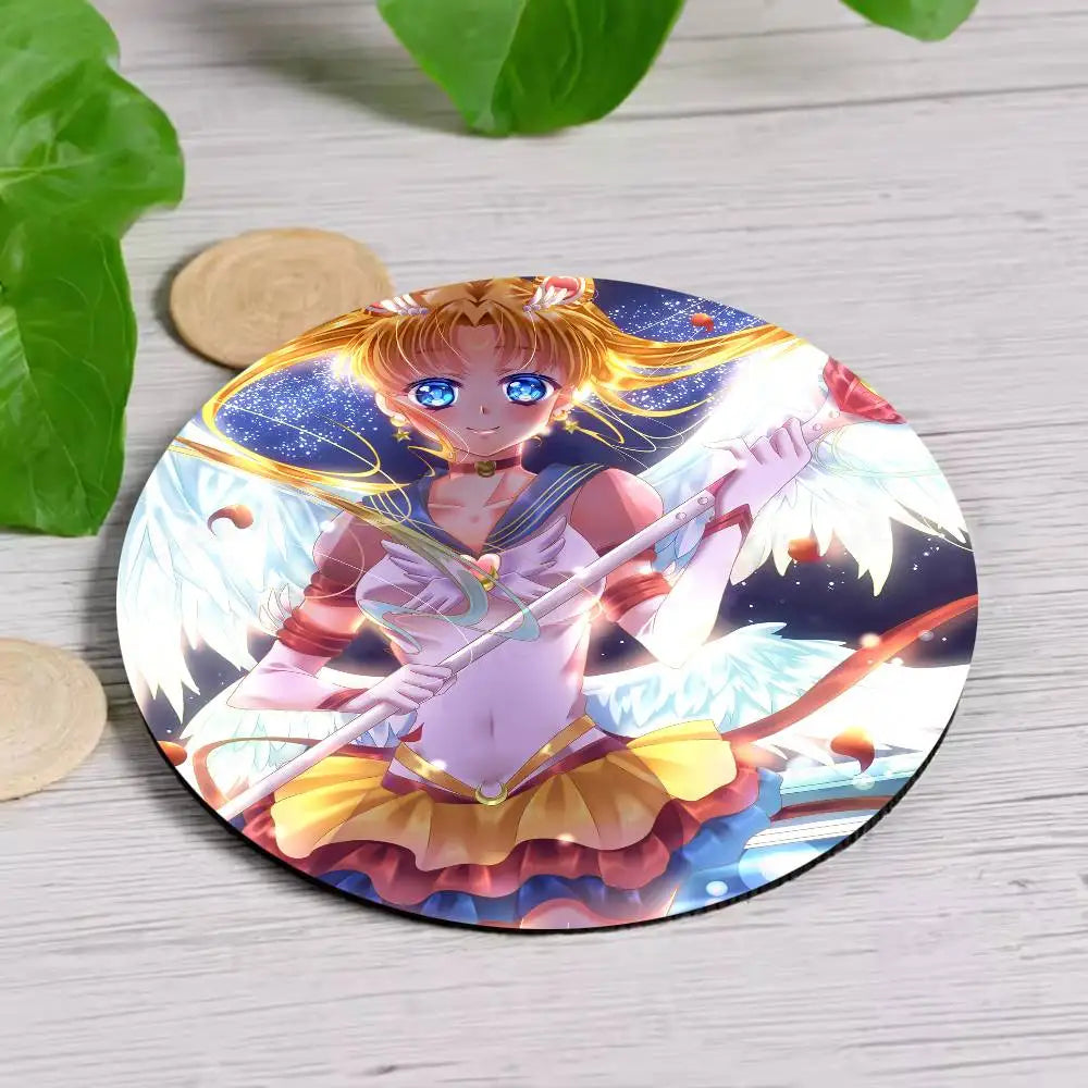 S-Sailor M-Moon Girl Anime Themed Wooden Coaster