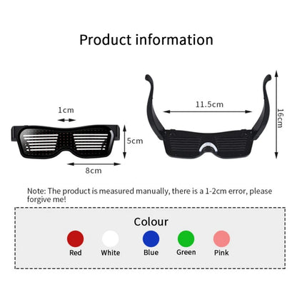 Bluetooth Programmable LED Text USB Charging Display Glasses